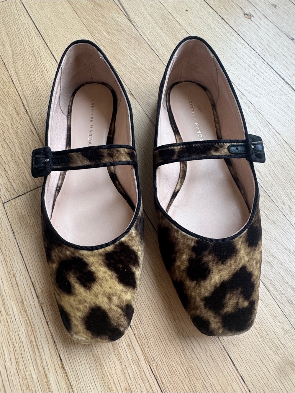 Loeffler Randall Leopard Print Mary Jane Flats in Brown and Black